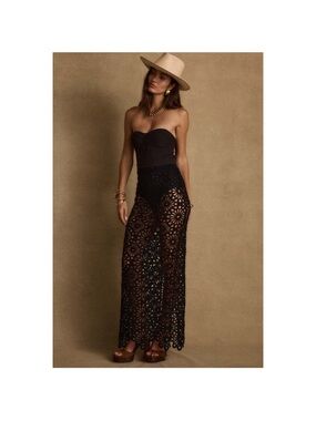 12th Tribe Tropez Black Crochet Strapless Dress